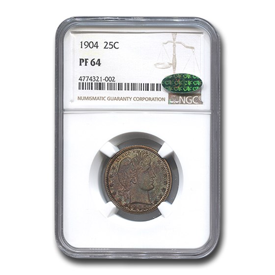 1904 Barber Quarter PF-64 NGC CAC 1904 Barber Quarter PF-64 NGC CAC